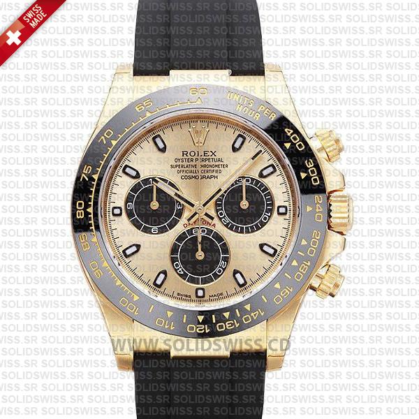 Rolex Daytona 18k Yellow Gold Ceramic Bezel | Gold Dial Watch