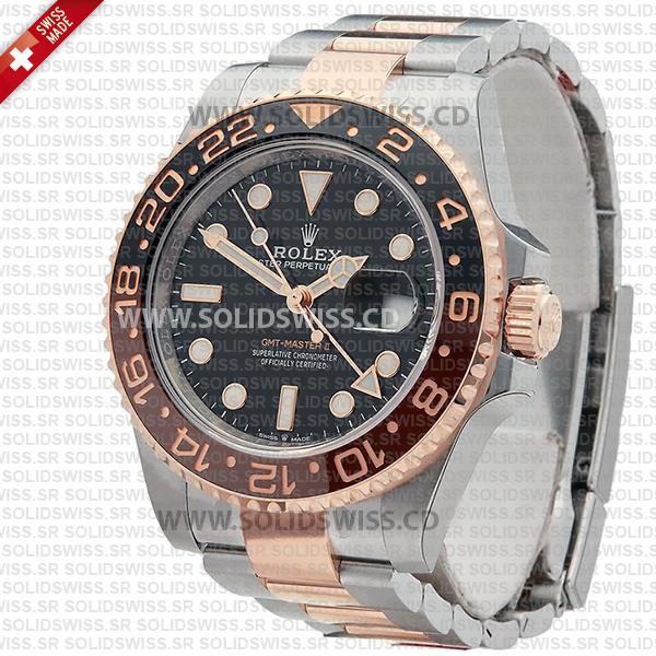 Rolex GMT-Master II Two Tone Rose Gold in Brown Black Ceramic Bezel