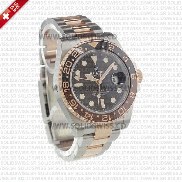 Rolex GMT-Master II Two Tone Rose Gold Black Dial