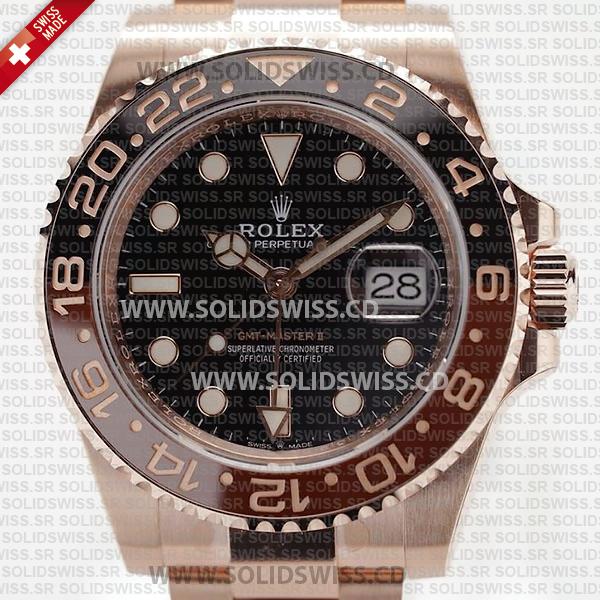 Rolex GMT-Master II 18k Rose Gold Black Dial