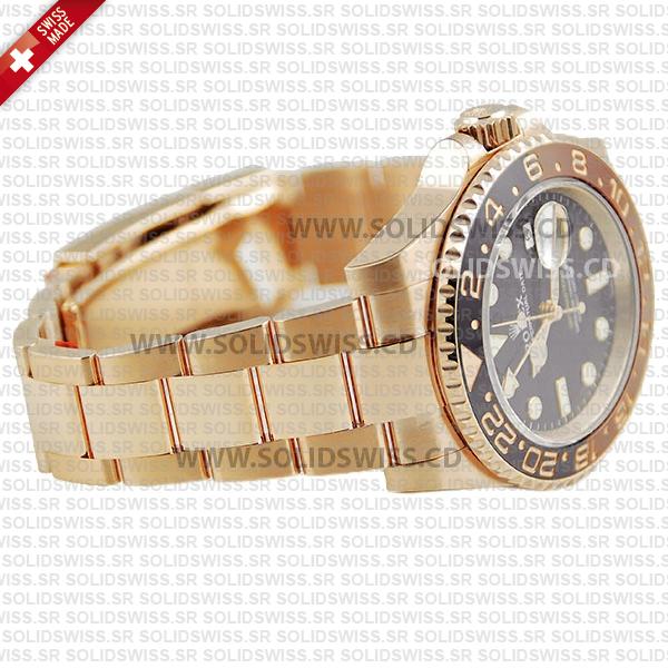 Rolex GMT-Master II 18k Rose Gold Brown Black Ceramic Bezel