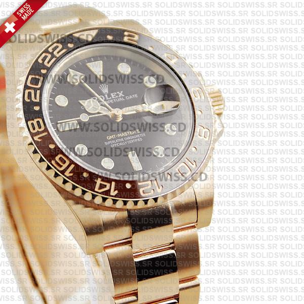 Rolex GMT-Master II Rose Gold 40mm Root Beer Replica