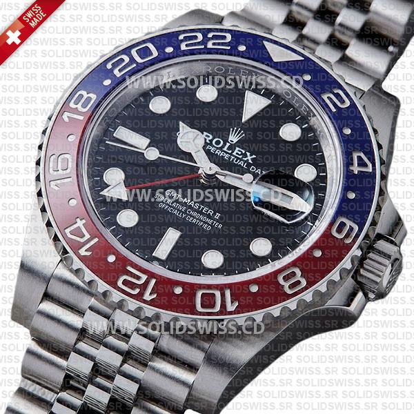 Rolex GMT-Master II Pepsi Red Blue Ceramic Bezel 40mm Black Dial Watch