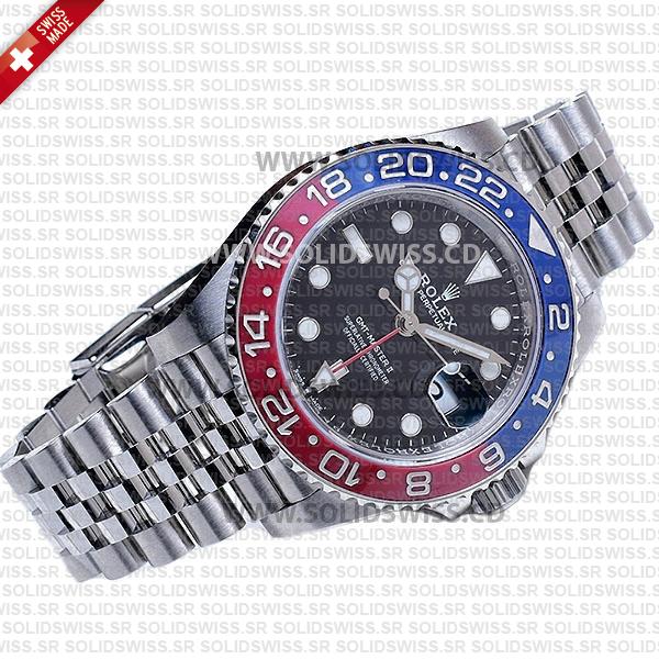 Rolex GMT-Master II Pepsi Black Dial 40mm Red Blue Ceramic Bezel Swiss Replica Watch