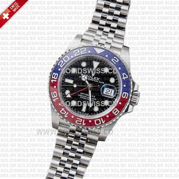 Rolex GMT-Master II Pepsi Black Dial 40mm Red Blue Ceramic Bezel Replica Watch