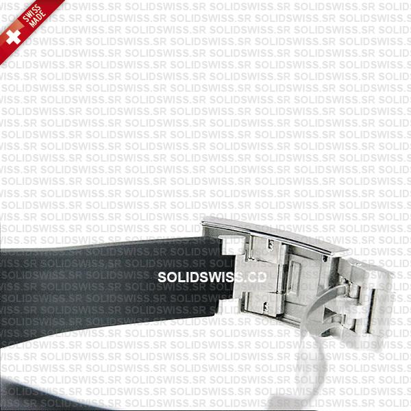 Rolex Rubber Strap Complete With 904L Stainless Steel Folding Oysterlock Clasp Solidswiss.cd