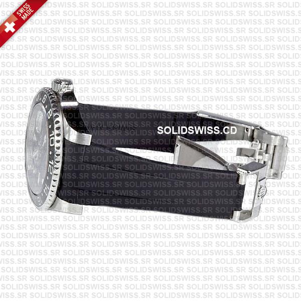 Rolex Rubber Strap Complete With 904L Stainless Steel Folding Oysterlock Clasp Solidswiss.cd