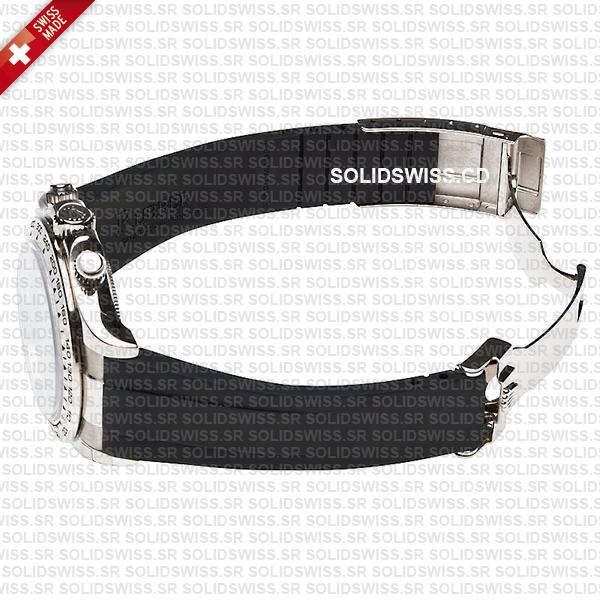 Rolex Rubber Strap Complete With 904L Stainless Steel Folding Oysterlock Clasp Solidswiss.cd