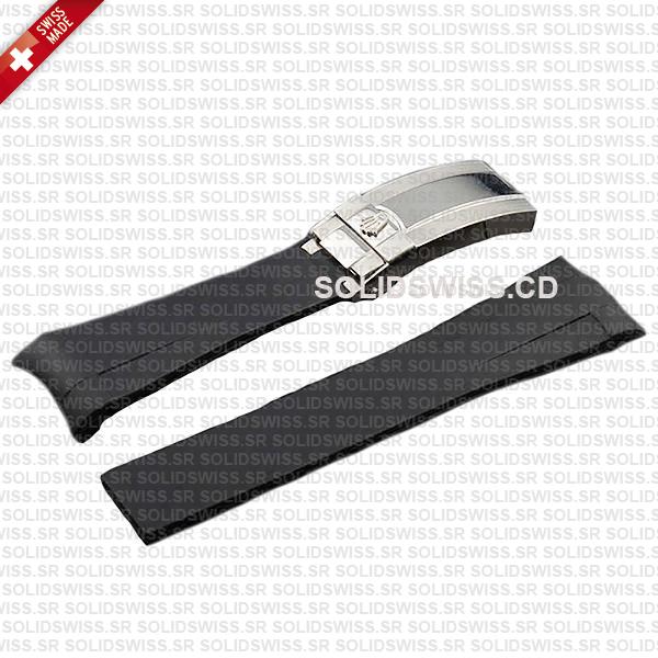 Rolex Rubber Strap Complete With 904L Stainless Steel Folding Oysterlock Clasp Solidswiss.cd