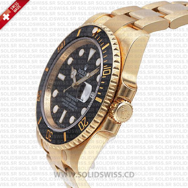 Rolex Submariner 18k Yellow Gold Black Dial Watch